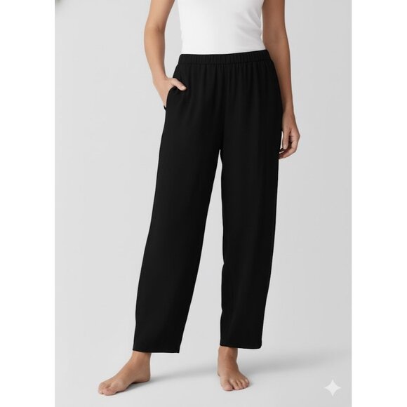Eileen Fisher Pants - NWT Eileen Fisher Petite Lantern Ankle in Black Silk Georgette Pants PL